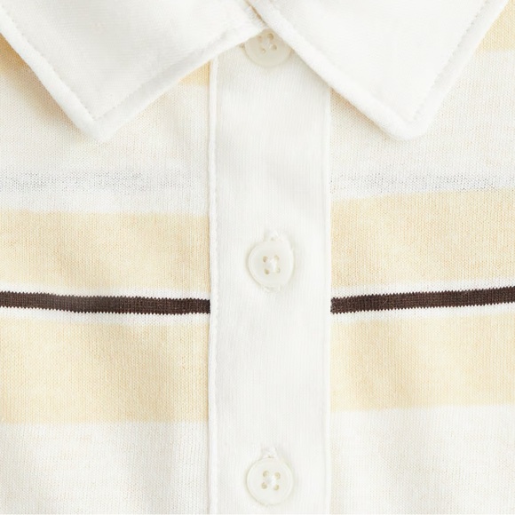 Striped  Polo Shirt - Cream, brown, and White - Picture 3 of 3